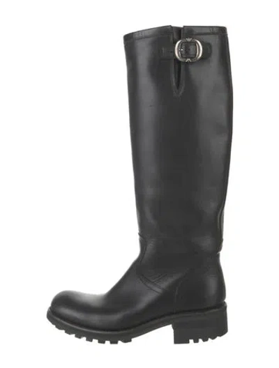Pre-owned Free Lance Leather Riding Boots In Black