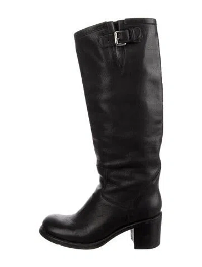 Pre-owned Free Lance Leather Riding Boots In Black