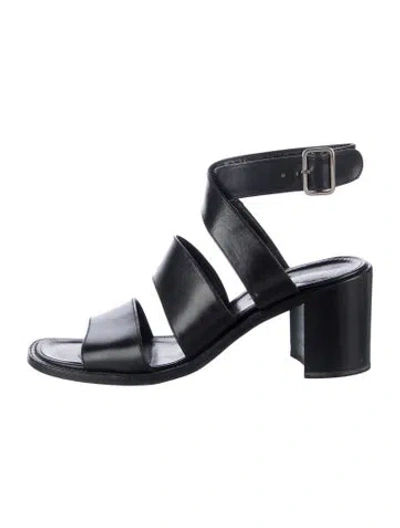 Pre-owned Free Lance Leather Sandals In Black