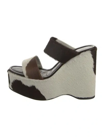 Pre-owned Free Lance Ponyhair Animal Print Sandals In Multi