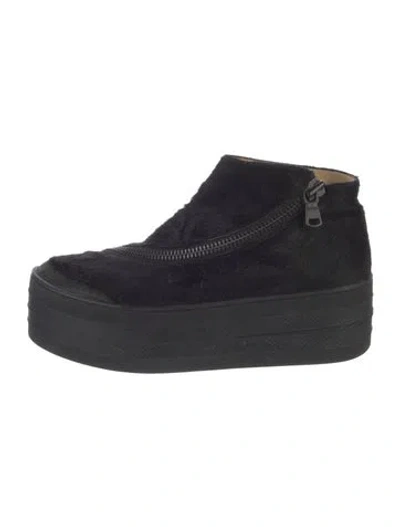 Pre-owned Free Lance Ponyhair Wedge Sneakers In Blue