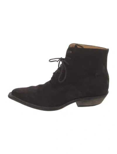 Pre-owned Free Lance Suede Lace-up Boots In Black