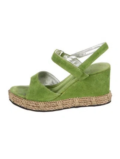 Pre-owned Free Lance Suede Sandals In Green