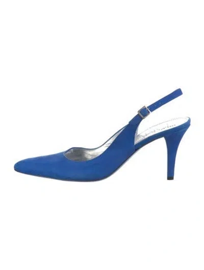 Pre-owned Free Lance Suede Slingback Pumps In Blue