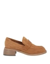 Free Lance Woman Loafers Camel Size 8 Leather In Beige