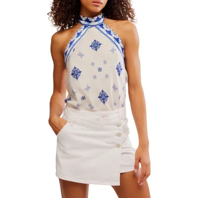 Free People 1 Thing Halter Neck Bodysuit In Blue
