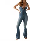 Free People 2nd Ave Curvy Denim Jumpsuit In Open Range In Blue