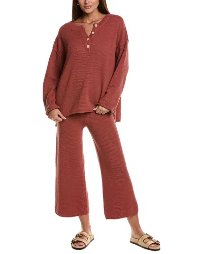 Free People 2pc Hailee Sweater & Pant Set In Red