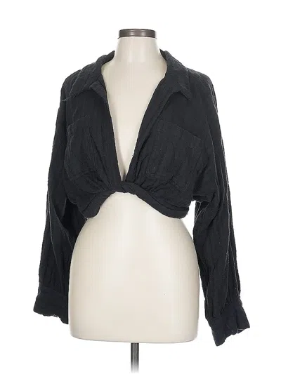 Pre-owned Free People 3/4 Sleeve Blouse In Black