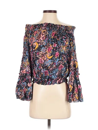 Pre-owned Free People 3/4 Sleeve Blouse In Black