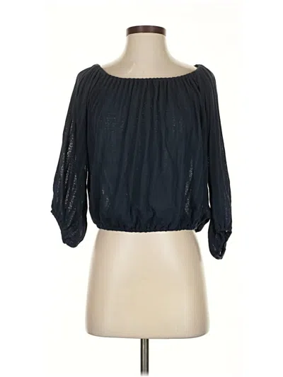 Pre-owned Free People 3/4 Sleeve Blouse In Black