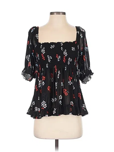 Pre-owned Free People 3/4 Sleeve Blouse In Black