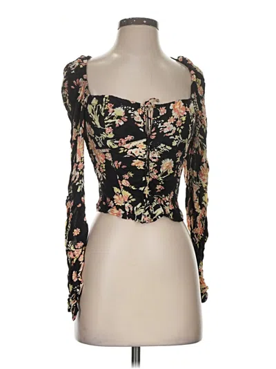 Pre-owned Free People 3/4 Sleeve Blouse In Black