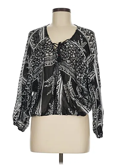 Pre-owned Free People 3/4 Sleeve Blouse In Black