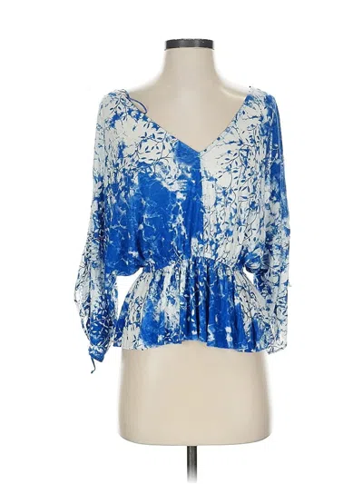 Pre-owned Free People 3/4 Sleeve Blouse In Blue