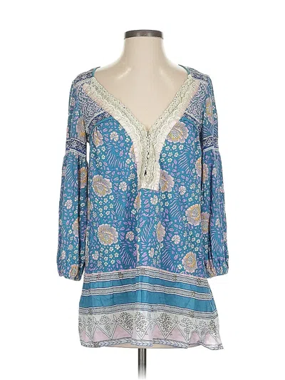 Pre-owned Free People 3/4 Sleeve Blouse In Blue