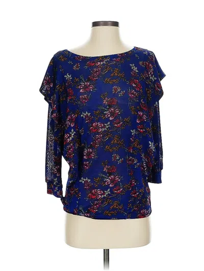 Pre-owned Free People 3/4 Sleeve Blouse In Blue