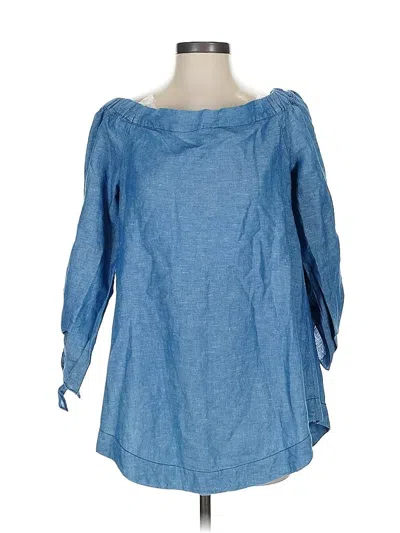 Pre-owned Free People 3/4 Sleeve Blouse In Blue