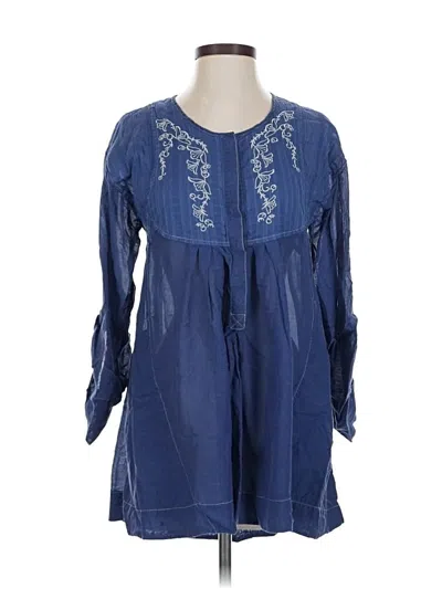 Pre-owned Free People 3/4 Sleeve Blouse In Blue