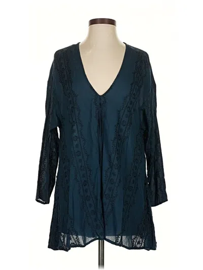 Pre-owned Free People 3/4 Sleeve Blouse In Blue