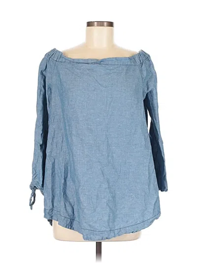 Pre-owned Free People 3/4 Sleeve Blouse In Blue