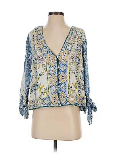 Pre-owned Free People 3/4 Sleeve Blouse In Blue
