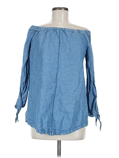 Pre-owned Free People 3/4 Sleeve Blouse In Blue