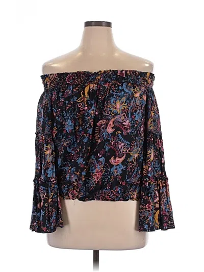 Pre-owned Free People 3/4 Sleeve Blouse In Blue