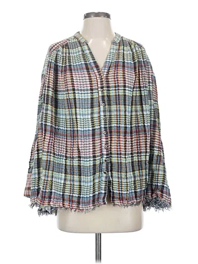 Pre-owned Free People 3/4 Sleeve Blouse In Blue