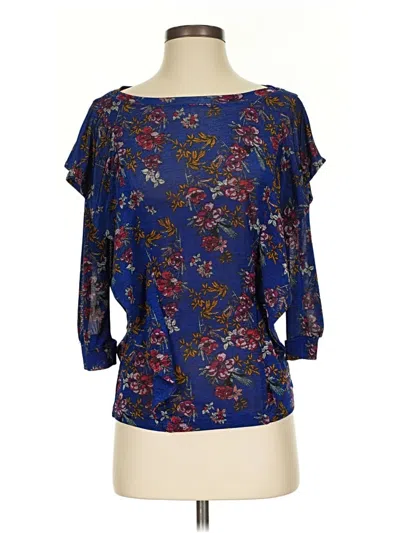 Pre-owned Free People 3/4 Sleeve Blouse In Blue
