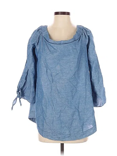 Pre-owned Free People 3/4 Sleeve Blouse In Blue