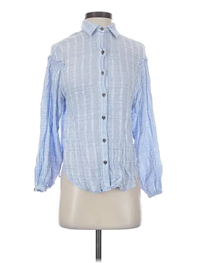 Pre-owned Free People 3/4 Sleeve Blouse In Blue