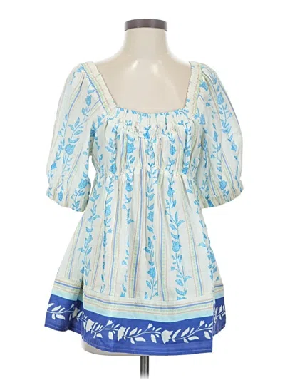 Pre-owned Free People 3/4 Sleeve Blouse In Blue