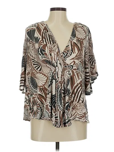 Pre-owned Free People 3/4 Sleeve Blouse In Brown