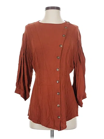 Pre-owned Free People 3/4 Sleeve Blouse In Brown