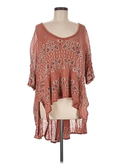 Pre-owned Free People 3/4 Sleeve Blouse In Brown