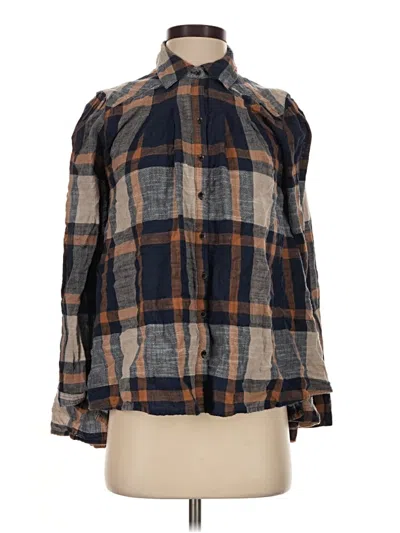Pre-owned Free People 3/4 Sleeve Blouse In Brown
