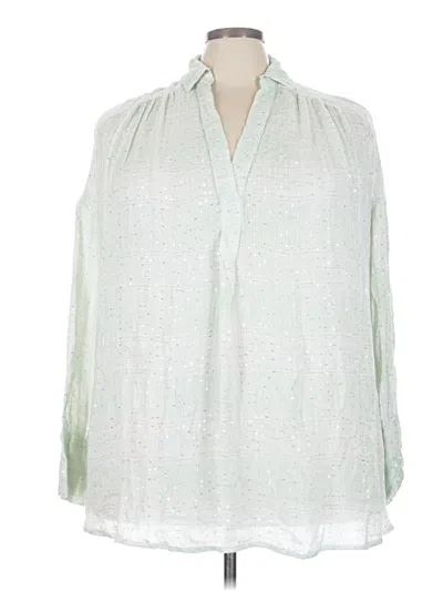 Pre-owned Free People 3/4 Sleeve Blouse In Green
