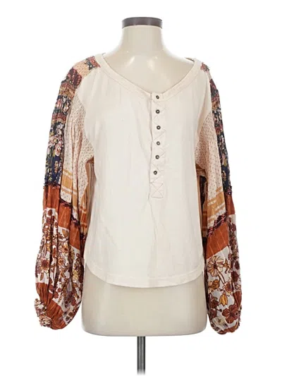 Pre-owned Free People 3/4 Sleeve Blouse In Ivory