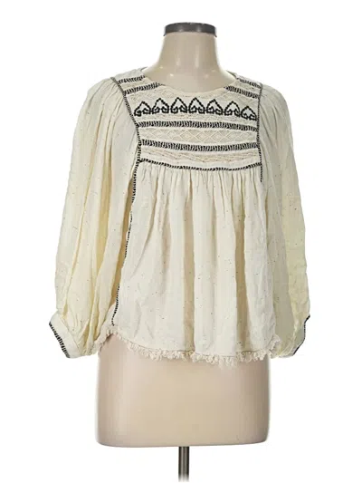 Pre-owned Free People 3/4 Sleeve Blouse In Ivory