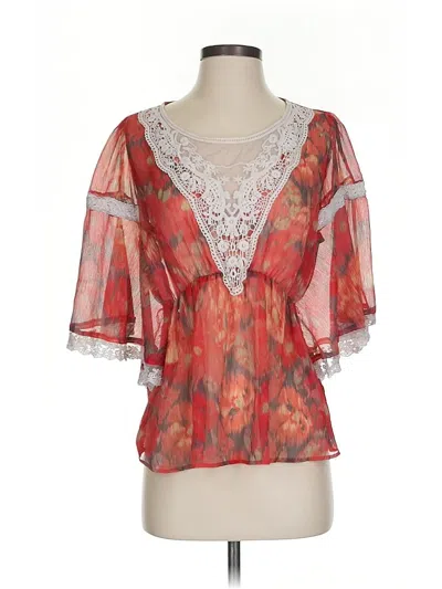 Pre-owned Free People 3/4 Sleeve Blouse In Orange