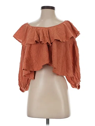 Pre-owned Free People 3/4 Sleeve Blouse In Orange