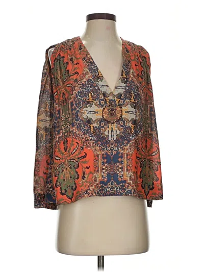 Pre-owned Free People 3/4 Sleeve Blouse In Orange