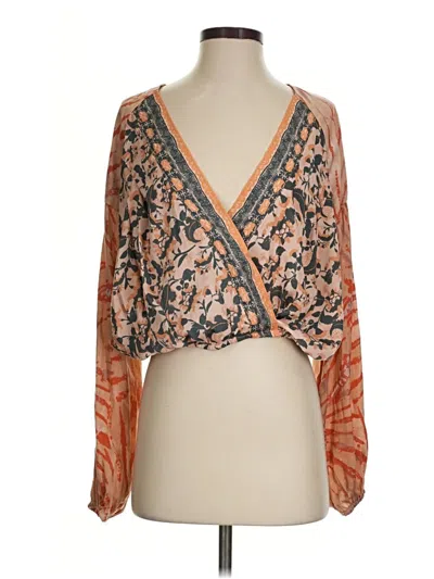 Pre-owned Free People 3/4 Sleeve Blouse In Orange
