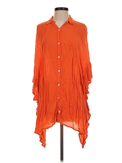 Pre-owned Free People 3/4 Sleeve Blouse In Orange
