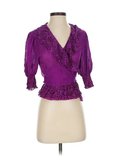 Pre-owned Free People 3/4 Sleeve Blouse In Purple
