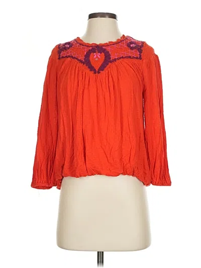 Pre-owned Free People 3/4 Sleeve Blouse In Red
