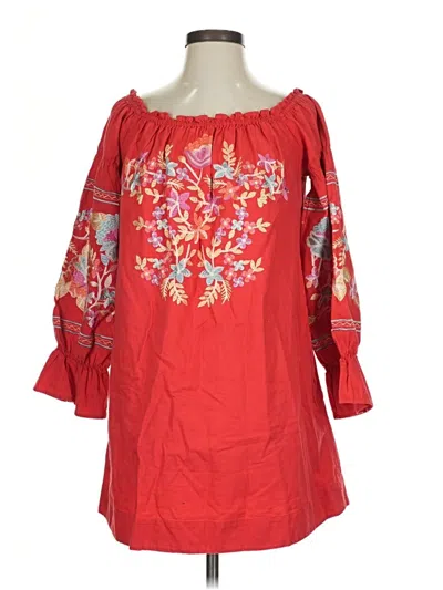 Pre-owned Free People 3/4 Sleeve Blouse In Red