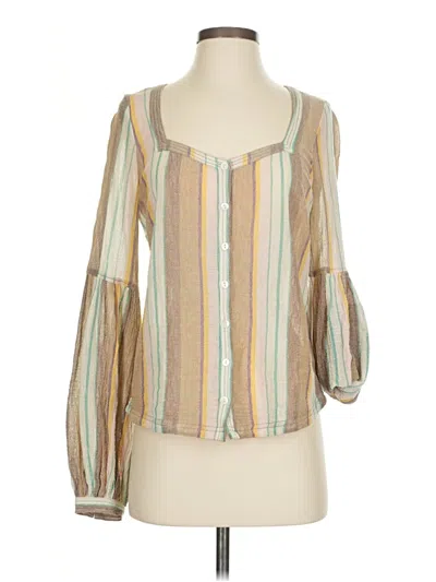 Pre-owned Free People 3/4 Sleeve Blouse In Tan