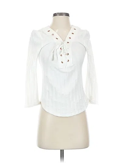 Pre-owned Free People 3/4 Sleeve Blouse In White